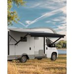VEVOR Auvent de Voiture Camping car Caravane Latéral 306,6 cm, Pare soleil Imperméable et Rétractable, en PVC avec Cadre en Alliage d'Aluminium, ...
