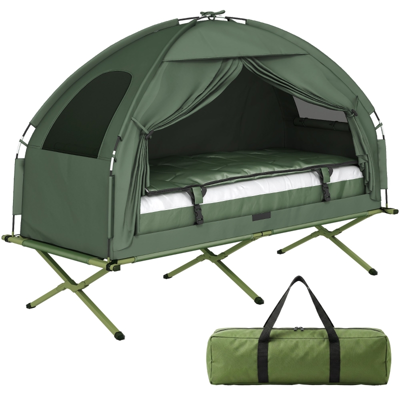 camping-en-tente-759tho-1.jpg 4 en 1 tente surélevée avec lit de camping pliable +sac de couchage +matelas pneumatique+pompe neuf Aosom.fr – Image 1