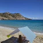 Fatboy Miasun Tente de Plage 330 x 190 x 140 cm Azur | Parasol Plage Portable Large avec Support, Tente Enfant, 3 Options d'Installation, Auvent ...
