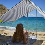 Fatboy Miasun Tente de Plage 330 x 190 x 140 cm Azur | Parasol Plage Portable Large avec Support, Tente Enfant, 3 Options d'Installation, Auvent ...