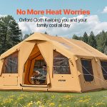 VEVOR Tente de Camping Gonflable, 4,8x3,6x2,2 m, Tente de Glamping de Luxe pour 8 à 12 Personnes avec Pompe à Main, 2 Puits de Lumière, Auvent, ...
