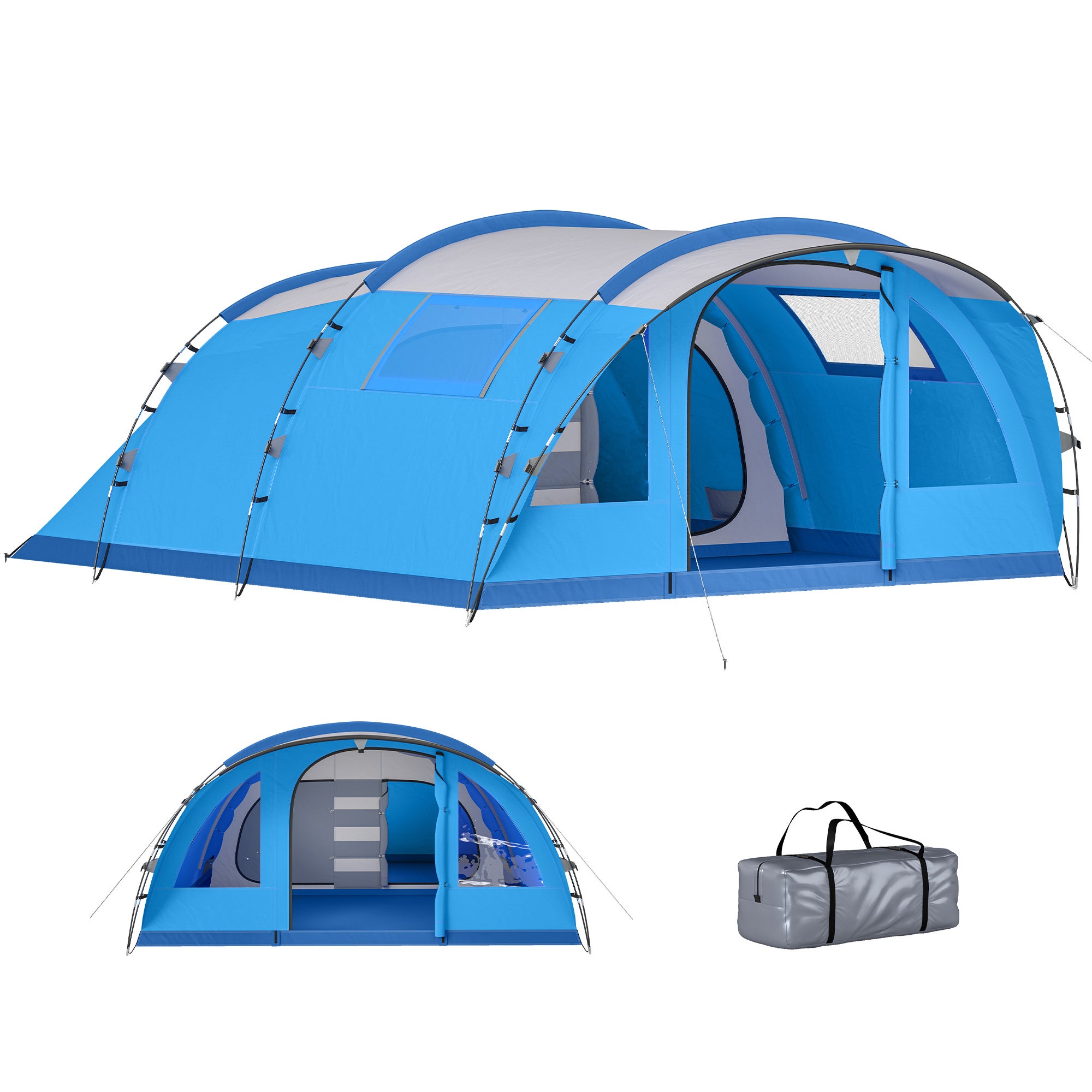 tente-5-personnes-062saz-1.jpg Tente tunnel familiale pour 5 personnes avec 3 pièces, porte, 4 fenêtres, imperméable, montage facile – Image 1