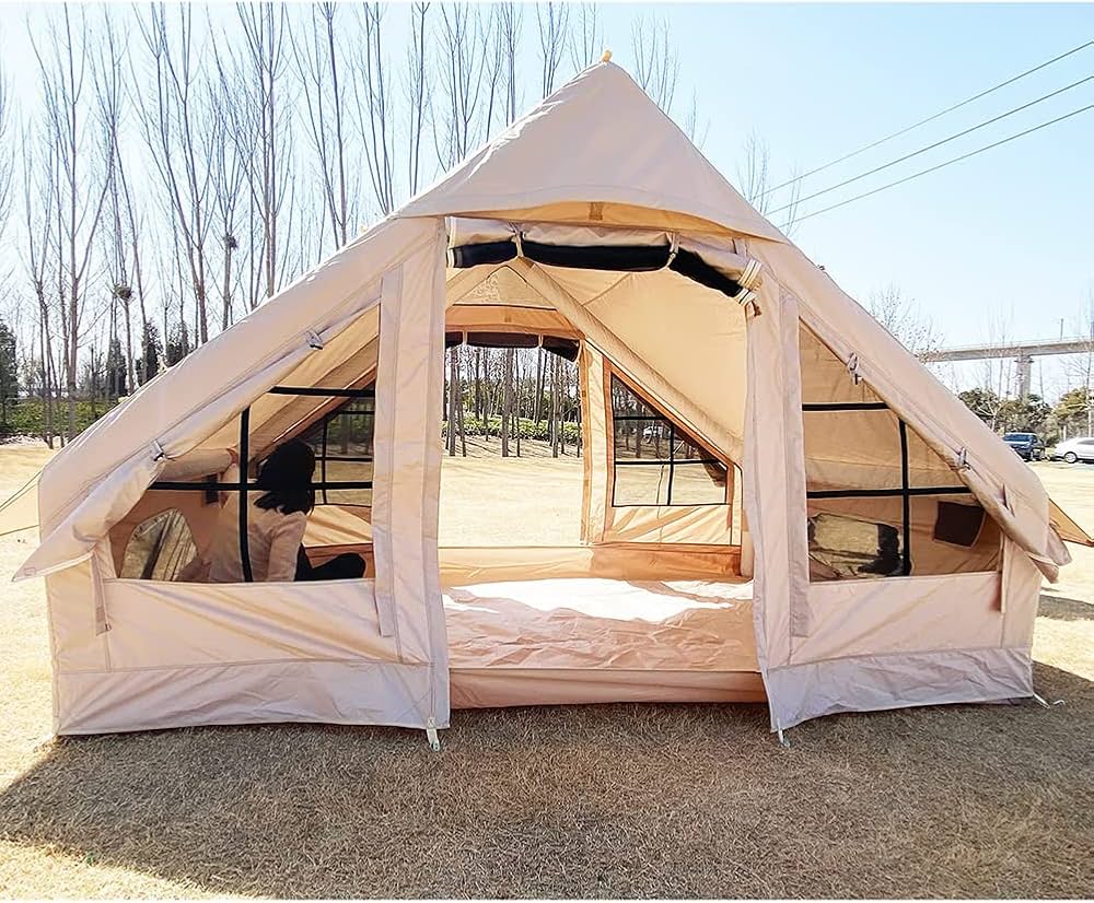 tente-5-personnes-509pku-1.jpg ANGDI Tente de Camping Gonflable avec Pompe, Grandes tentes de Glamping à air, tentes de Cabine de Glamping en Plein air for 4 à 5 Personnes avec moustiquaire : Amazon.fr: Sports et Loisirs – Image 1