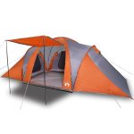 Tente Dôme 6 Personnes 3 Chambres Spacieuses pour Camping en Famille Gris et Orange – ComfortXL Outdoor Living