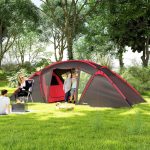 Tente Tunnel Familiale 6 Personnes Polyester Imperméable 3 Chambres Camping Bivouac Gris ComfortXL Outdoor Living