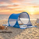 Tente de plage automatique pour 1 à 2 personnes avec 1 porte, 2 fenêtres et sac de transport, 200 x 120 x 90 cm, bleue | Leroy Merlin