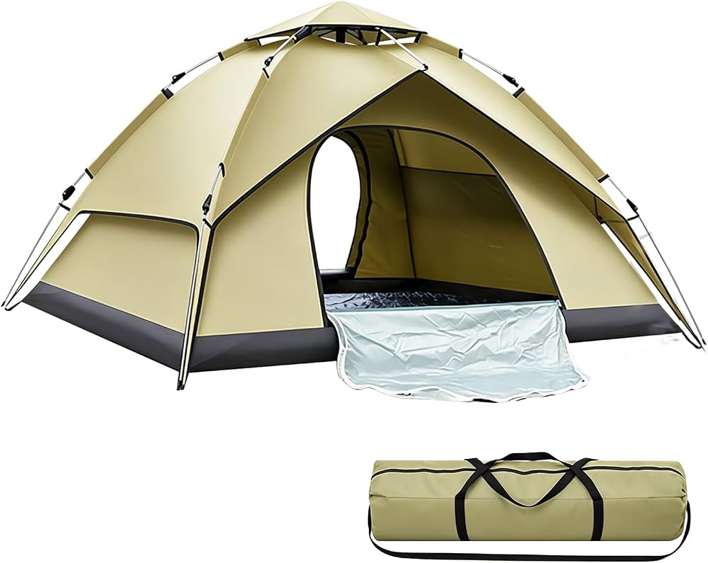 tente-automatique-447umn-1.jpg Tente de camping à déploiement instantané SWTHM, tente automatique à ouverture instantanée pour 3 4 personnes, tente dôme double couche imperméable à ... – Image 1