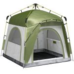 Outsunny Tente Instantanée Tente de Camping Automatique Imperméable 5 Personnes 240x240x195 cm PolyesterFibre de Verre Vert Gris Aosom.fr