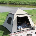 TD® Camping en plein air tente automatique en vinyle à deux portes à deux fenêtres tente de parc automatique pliante à quatre côtés