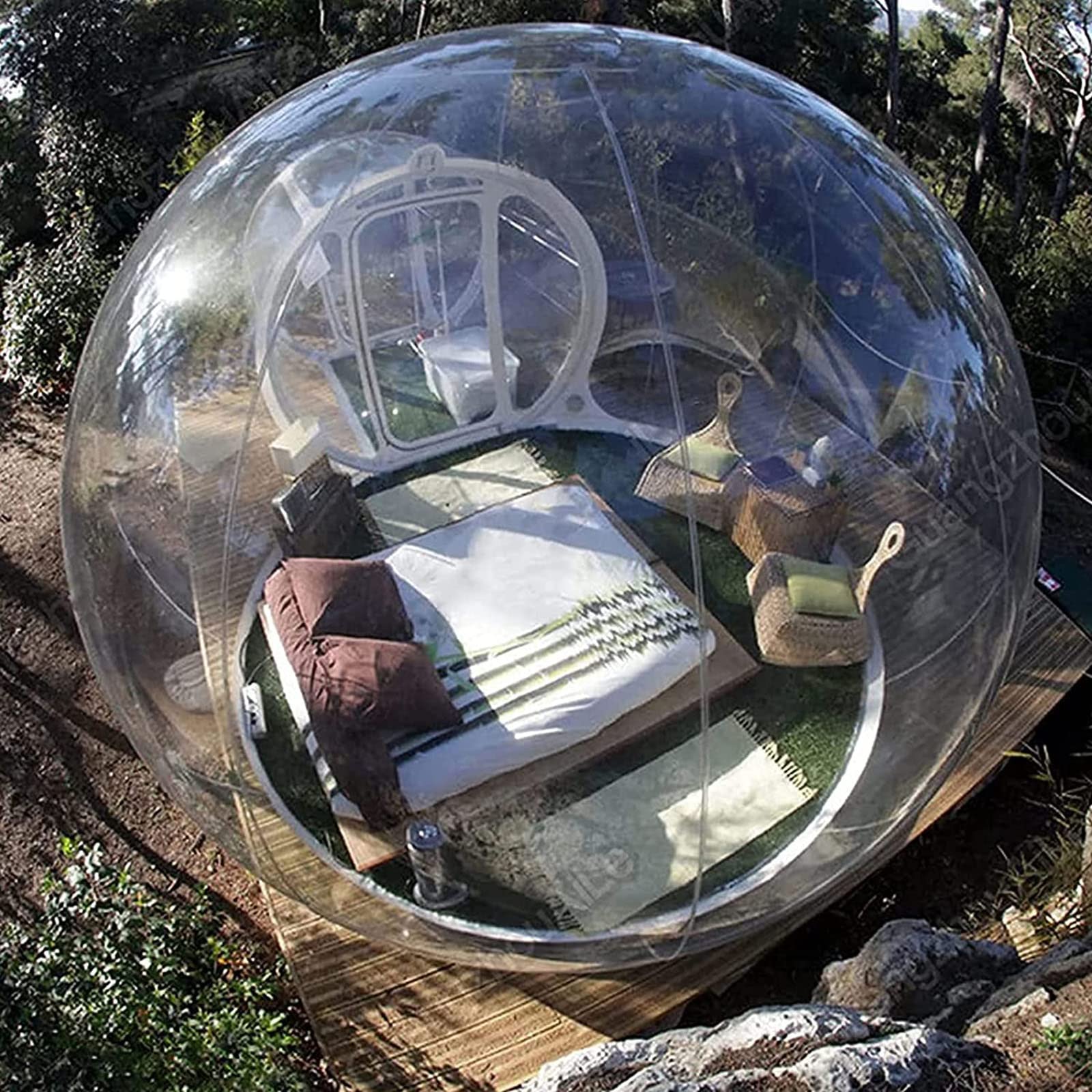 tente-bulle-415eti-1.jpg oiakus Maison Gonflable Maison Bulle, Tente Transparente Extérieure, Tente Dôme 3M avec Tente de Serre à Tunnel Unique, pour Patio Backyard Festivals Stargazing : Amazon.fr: Sports et Loisirs – Image 1
