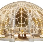 VEVOR Dôme de jardin, tente bulle transparente de 4,57 x 2,9 m pour 10 à 14 personnes, serre géodésique avec fenêtre, tente en PVC pour jardin,