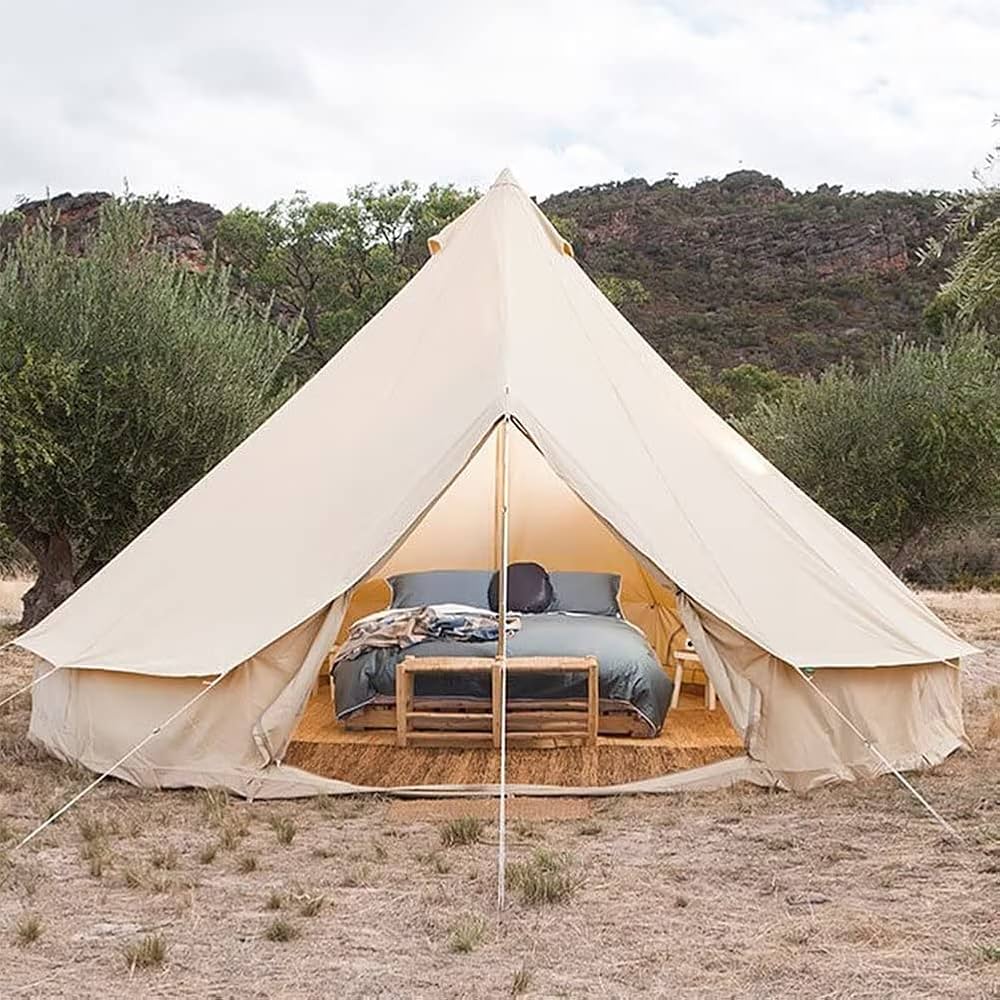 tente-camping-haut-de-gamme-224vbv-1.jpg Tente de yourte de Luxe pour 8 à 10 Personnes, Tente de Camping familiale avec Centre Robuste et Poteau de Porte, Grande Tente de Camping Glamping en Plein air Oxford 4 Saisons, – Image 1