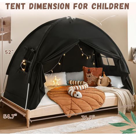 tente-coton-417rtq-1.jpg Tipi enfant 193,8 x 138,9 x 132,1 cm – Tissu coton polyester respirant – 2 fenêtres et 2 portes pour ventilation – Intimité chambre – Image 1
