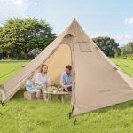 VEVOR Tente Chaude Tipi pour 4 Personnes, Tente d'Hiver Portable avec Trou de Poêle, Toile Imperméable à Revêtement PU2500 mm, Abri Léger 4 Saisons, ...