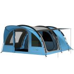 Outsunny Grande Tente Tunnel Camping 4 Personnes 3 4 Saisons Hauteur d'Homme 2 m Séjour XL 3,7 m Imperméable 3000mm Bleu | Aosom France