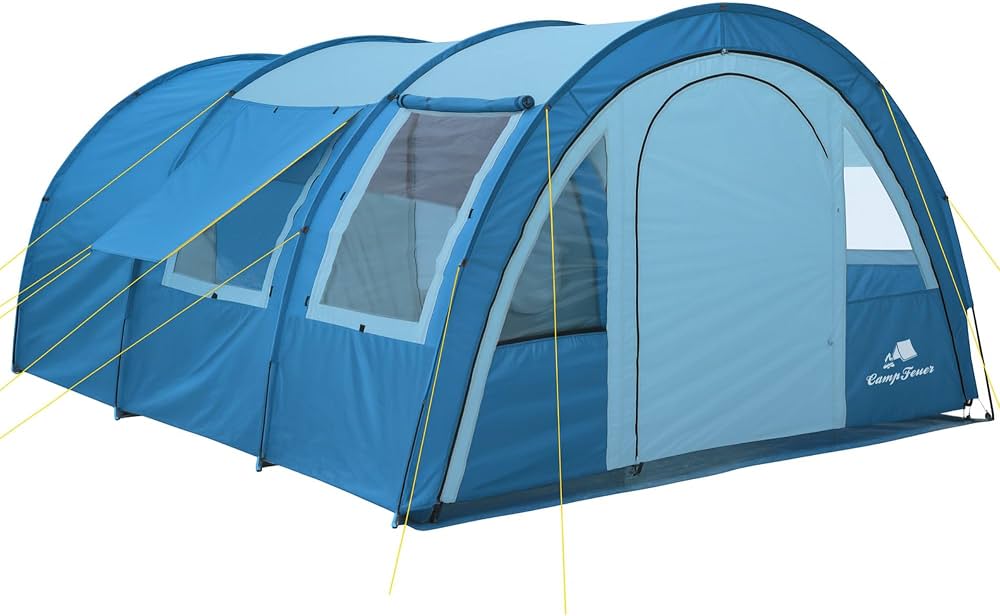 tente-de-camping-4-places-876pxy-1.jpg CampFeuer Tente Tunnel Multi pour 4 Personnes | Immense Vestibule, 5000 mm de Colonne d'eau | avec Tapis de Sol et paroi Frontale réglable | Tente de ... – Image 1