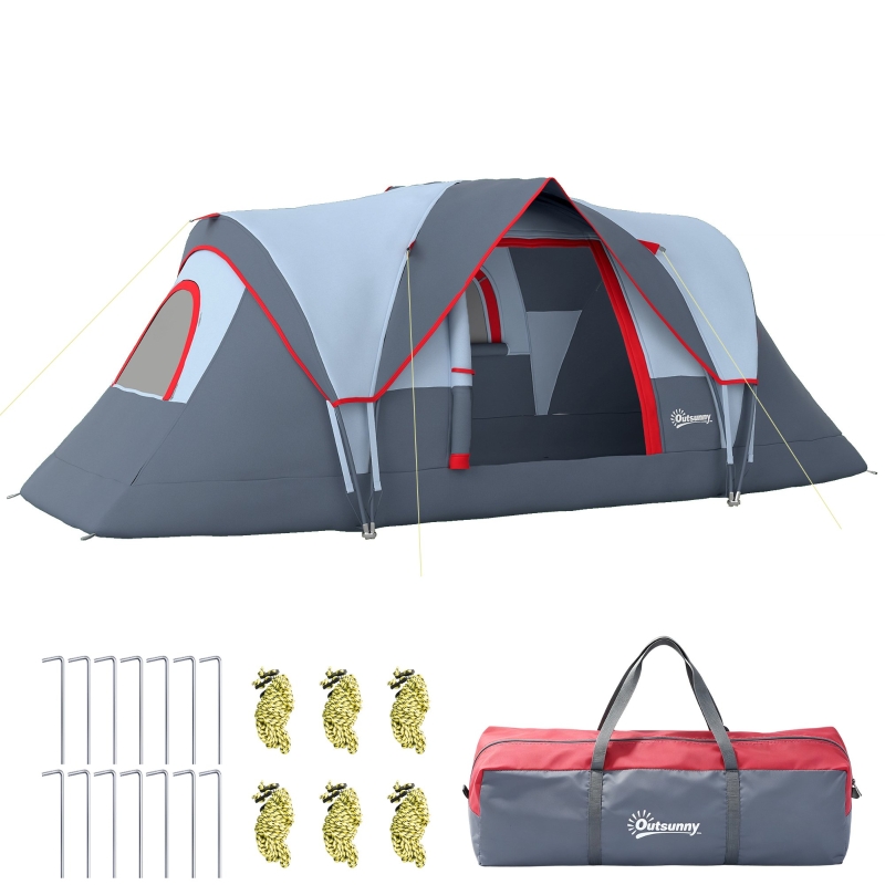 tente-de-camping-6-places-209zoi-1.jpg Outsunny Tente de Camping Familiale 5 à 6 Personnes Grande Taille 2 Chambres 100% Imperméable 3 Saisons 3 Fenêtres 4 55 x 2 3 x 1 8 m Aosom.fr – Image 1