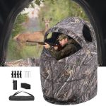 VEVOR Affût de Chasse pour Une Personne, Tente de Camouflage Portable avec Sac de Transport, Cache de Chasse avec Porte Silencieuse à Fermeture Éclair ...