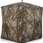 HOMASIS Tente de chasse portable pour 2 à 4 personnes, hangar camouflage à vision à 360 °, abri de chasse de cerfs et dindes avec fenêtres et sac de ...