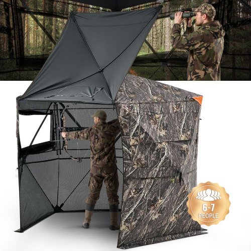 tente-de-chasse-262bon-1.jpg VEVOR Affût de Chasse Transparent sur 5 Côtés pour 6 7 Personnes, Tente de Camouflage Portable avec Sac de Transport, Cache de Chasse à 288 Degrés, ... – Image 1