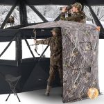 VEVOR Affût de Chasse Thermique pour 2 3 Personnes, Tente de Camouflage Portable avec Sac de Transport et Chaise, Cache de Chasse avec Porte ...