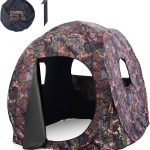 GYMAX Tente de Chasse Pliable et Portable 152 x 152 x 163CM | Tissu Imperméable & Vision à 360° & Sac de Transport & Tiges en Fibre, Montage Facile, ...