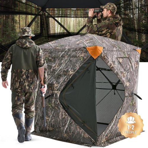 tente-de-chasse-482bju-1.jpg VEVOR Store de chasse, 270°, store de sol pop up pour 1 2 personnes avec sac de transport, tente de chasse portable et résiliente, maille transparente ... – Image 1