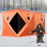 VEVOR Tente de Pêche 360x180x205cm Tente Hiver 8 Personnes Abri de Pêche en Hiver avec 4 Fenêtres 2 Portes Imperméable Résistant au Froid Tissu oxford ...