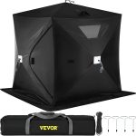 VEVOR Tente d'abri de pêche sur glace pour 2 à 3 personnes, abri de glace portable en tissu Oxford 300D avec conception de traction pop up, abri de ...