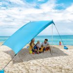Tente de Plage Anti UV UPF50+, AKLIFFE 2.1m x 2.1m Sunshade portative d'auvent avec