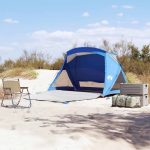 Tente de Plage 2 Personnes Polyester Abri Anti UV Imperméable pour Famille Bleu Azuré – ComfortXL Outdoor Living