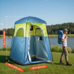 VEVOR Tente de douche camping, abri d'intimité portable 167x167x218 cm, Oxford 150D, UPF 50, imperméable, sac de douche inclus. Gamm vert