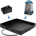 Bac de douche extérieur pliable 104 cm – Base étanche avec évacuation pour tente de douche, camping car, nature, animaux, cabine de douche temporaire
