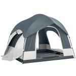 Outsunny Tente de Camping Facile à Monter 2 4 Personnes avec 3 Portes, Imperméable, Compatible avec SUV, Bleu Foncé | Aosom France
