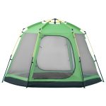 Outsunny Tente de camping familiale 6 personnes montage instantanée Pop up 4 fenêtres 2 portes dim. 320L x 320l x 176H cm fibre verre polyester vert gris | Aosom France