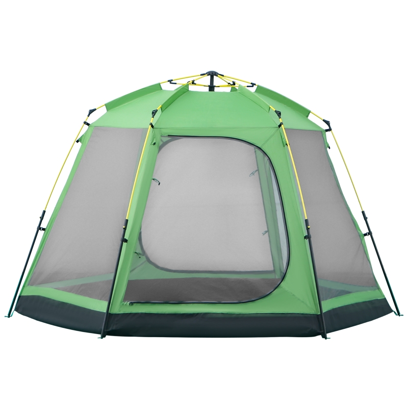 tente-facile-a-monter-448qib.jpg Outsunny Tente de camping familiale 6 personnes montage instantanée Pop up 4 fenêtres 2 portes dim. 320L x 320l x 176H cm fibre verre polyester vert gris | Aosom France – Image 1