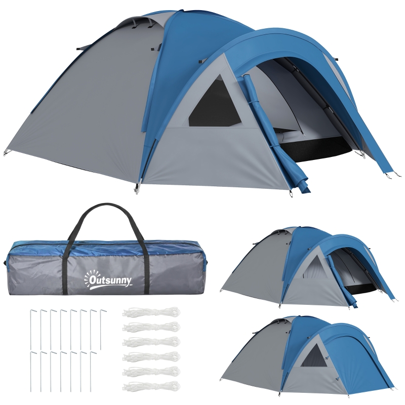 tente-facile-a-monter-558vop.jpg Outsunny Tente Instantanée Tente de Camping Automatique Imperméable 4 Personnes 250x 300x130 cm PolyesterFibre de Verre Bleu Aosom.fr – Image 1
