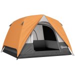 Tente de camping 4 personnes, imperméable, facile à monter, sac de transport inclus, 200 x 200 x 135 cm, grise