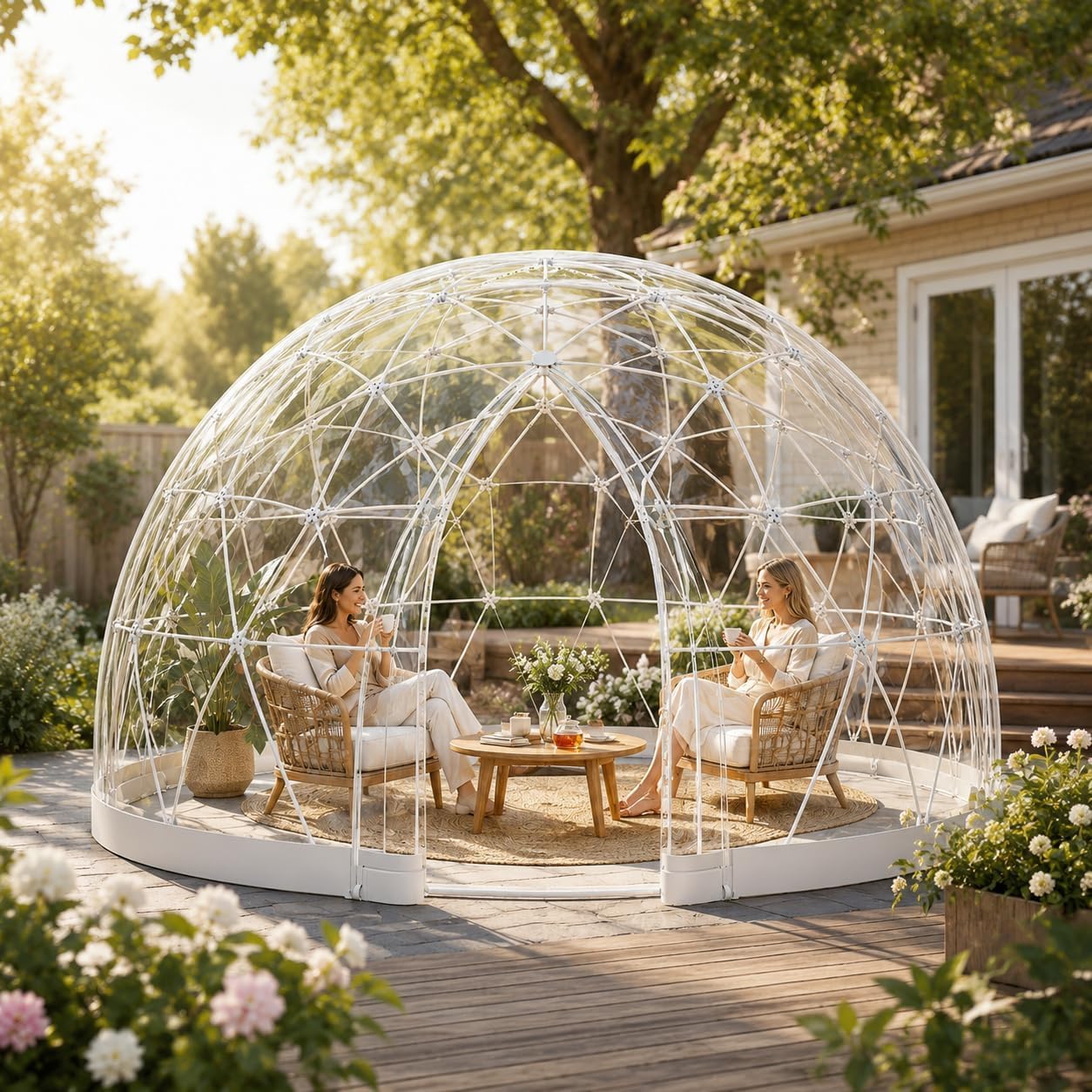tente-igloo-026acv-1.jpg Tente à Bulles Transparente 3,6 m, Dôme Igloo de Jardin pour 8 10 Personnes | Vue panoramique à 360°, structure géodésique résistante au vent et à la ... – Image 1