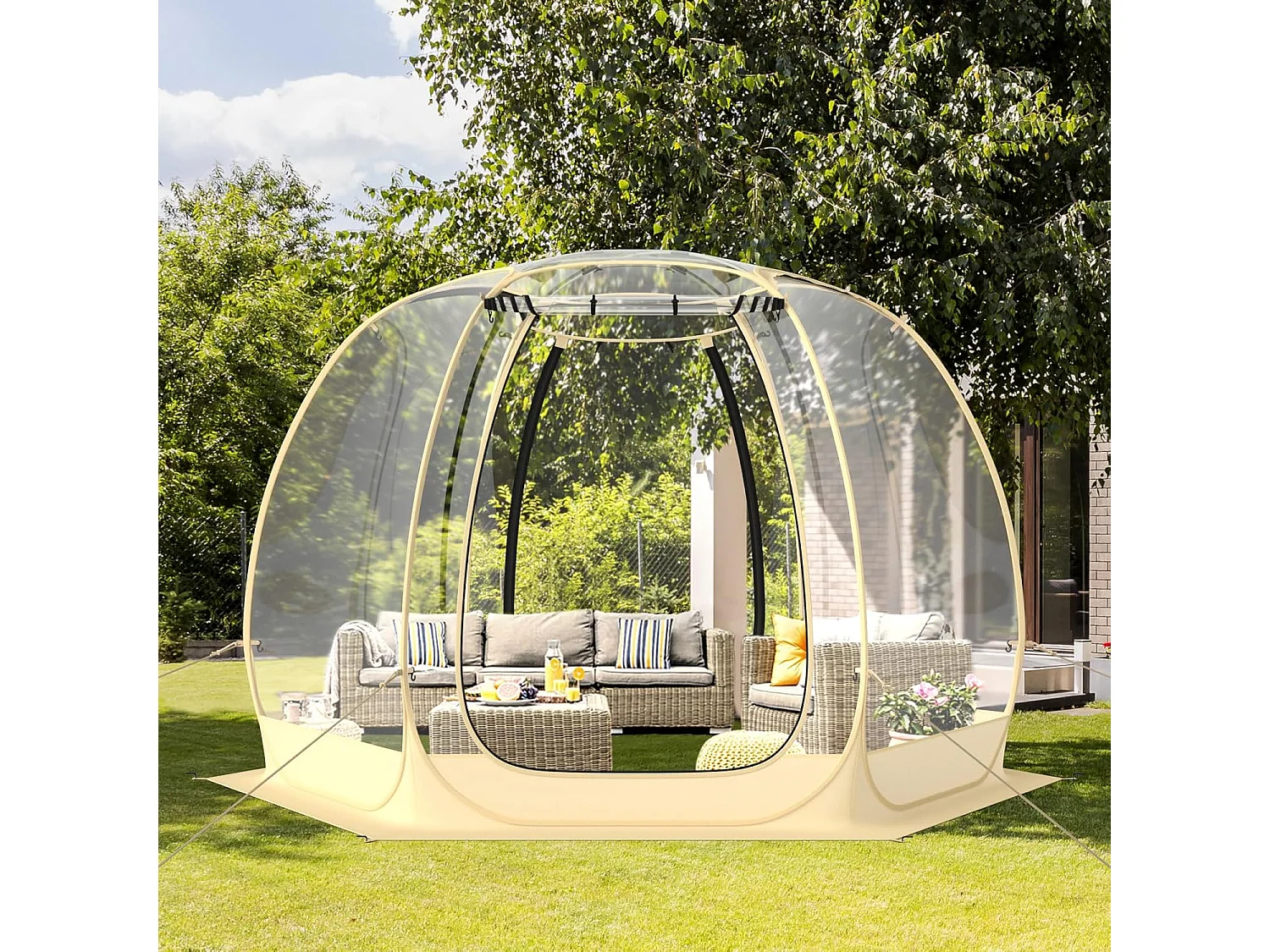 tente-transparente-520faj.webp Tente de Sport Transparente, Abri Portable et Pliable en Extérieur Résistante aux Intempéries, avec Sac de Transport, Tapis de Sol – Image 1