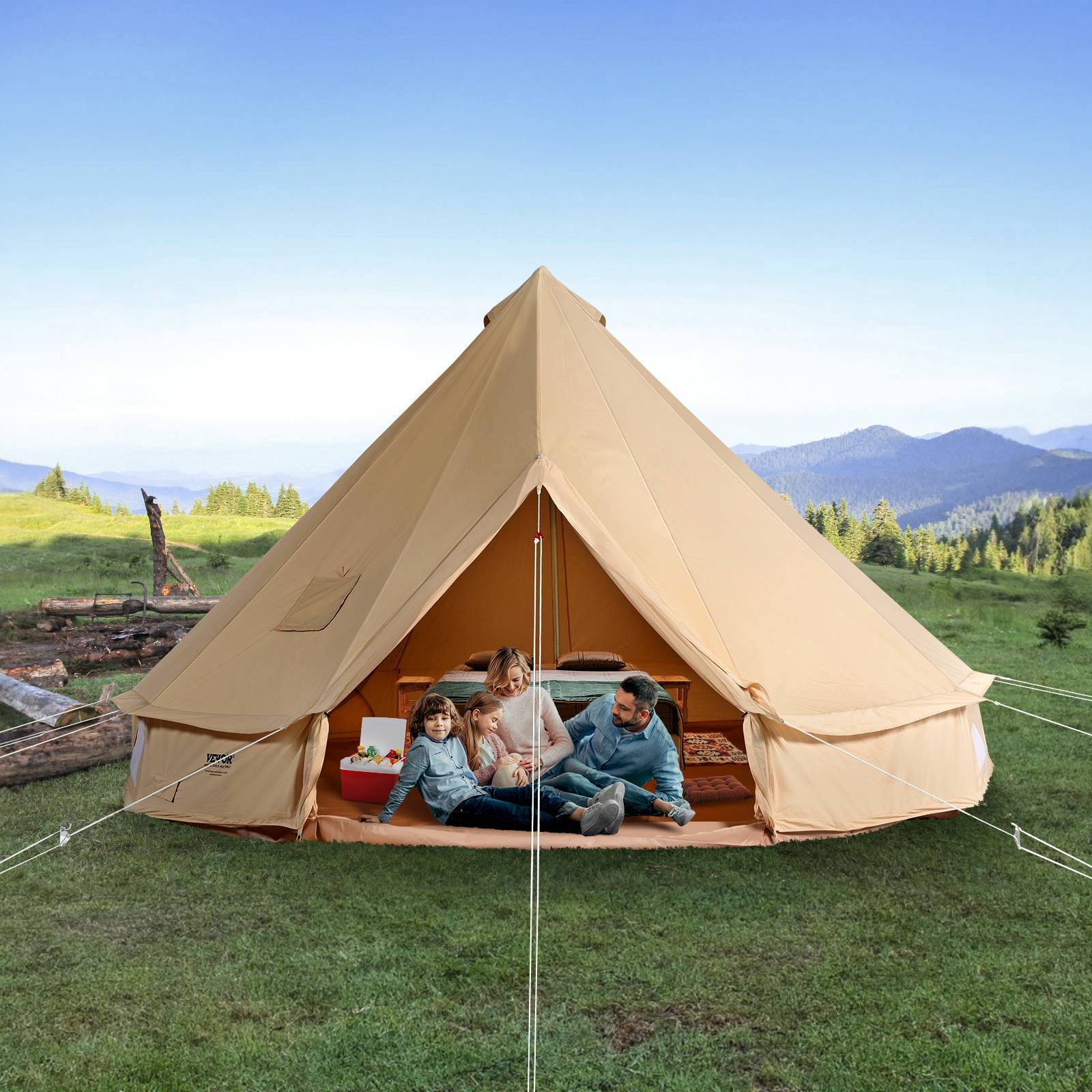 tente-yourte-760acd-1.jpg VEVOR Tente cloche toile 6 m, yourte 4 saisons, trou poêle à bois, pour 10 pers., glamping/chasse. – Image 1
