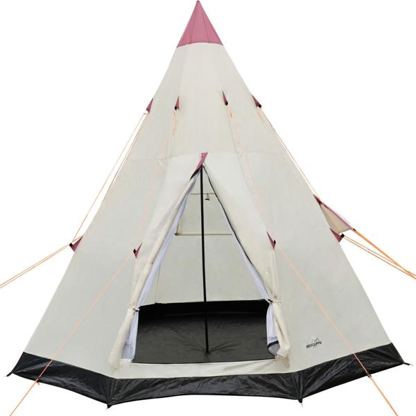 tipi-exterieur-059jcp.jpg Tipi Robuste 3 Personnes, Ø 2,5 m, Imperméable Camping, Festival, Extérieur Montage Facile, Spacieux, Tapis de Sol Intégré high tech et tendances – Image 1