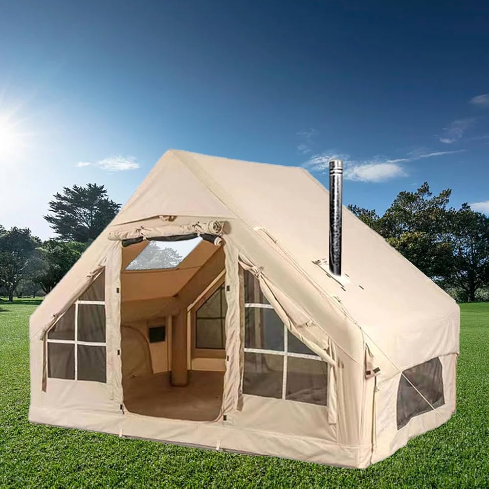toile-de-tente-4-places-369nic-1.jpg Tente gonflable imperméable, Oxford d'extérieur pour 4 à 6 personnes, portable avec ouverture de cheminée, tente à air intégrée, coupe vent : Amazon.fr: Sports et Loisirs – Image 1