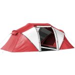 Outsunny Tente de camping familiale 4 6 personnes tente dôme étanche légère, ventilée 2 cabines fenêtre grande porte gris rouge | Aosom France