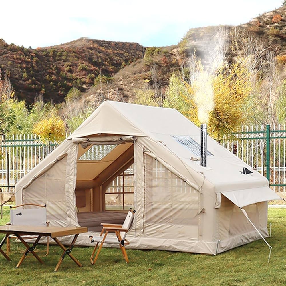 toile-de-tente-familiale-735htw-1.jpg TentHome Tente 2 3 Places de Camping Gonflable Familiale Coton, Tente Bivouac 4 Saisons 2 3 Personnes Hiver Grand Froid Gonflable, Isolante, ... – Image 1