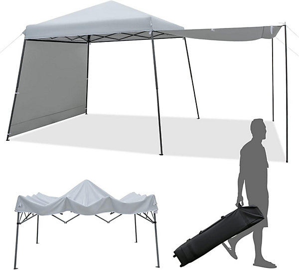 tonnelle-de-camping-434rbd-1.jpg Tonnelle de Jardin Imperméable Réglable Hauteur avec 2 Parois Latérales Amovibles pour Camping Gris | Castorama – Image 1