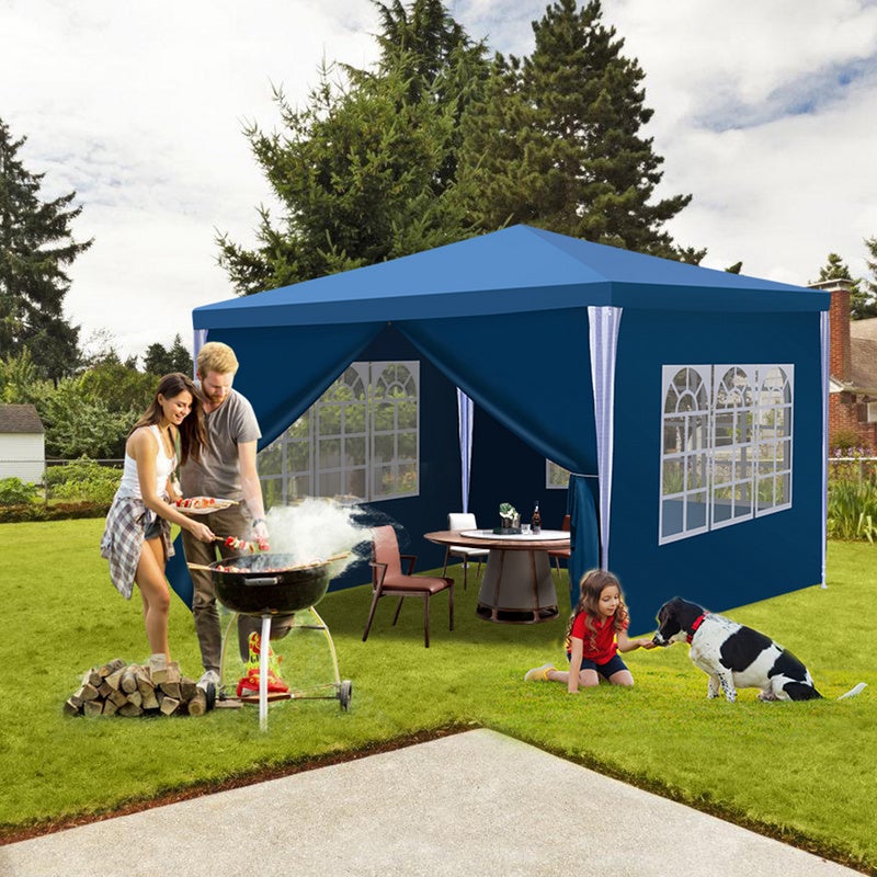 tonnelle-de-camping-766vaq-1.jpg Tonnelle Camping Tente de réception avec panneaux latéraux amovibles Grandes fenêtres Tente Fête chapiteau ou tonnelle Bleue 3x3m | Leroy Merlin – Image 1