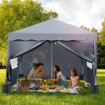 LIFERUN Tonnelle Jardin Pliable 3x3 m, imperméable, Stable, résistante à l'hiver, Tente Pliable, Tente Pliante avec 4 PCS Sac de Sable, Protection UV ...